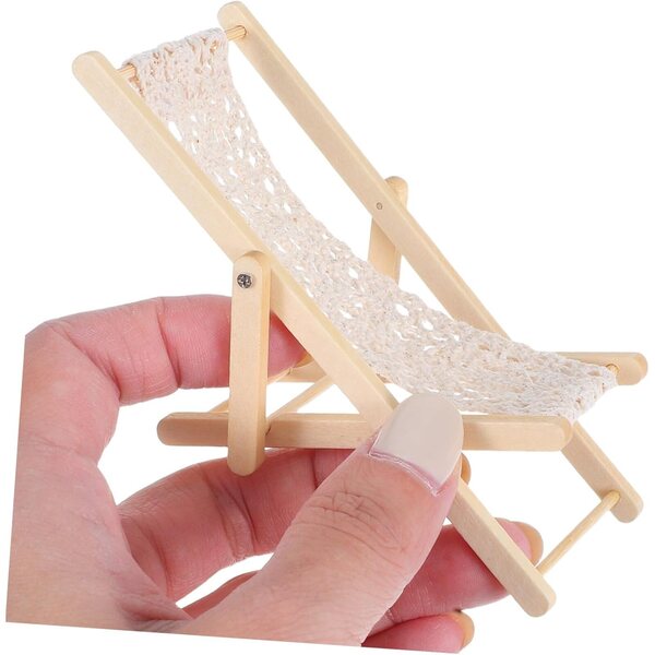 BESPORTBLE Mini-Liegestühle aus Holz, 3-teilig, für Mikrolandschaften und Puppenhäuser
