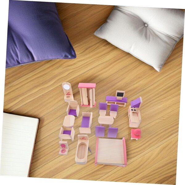 Miniatur-Holzmöbel-Set für DIY-Puppenhaus, einfach zu montieren BAZEITFLOW