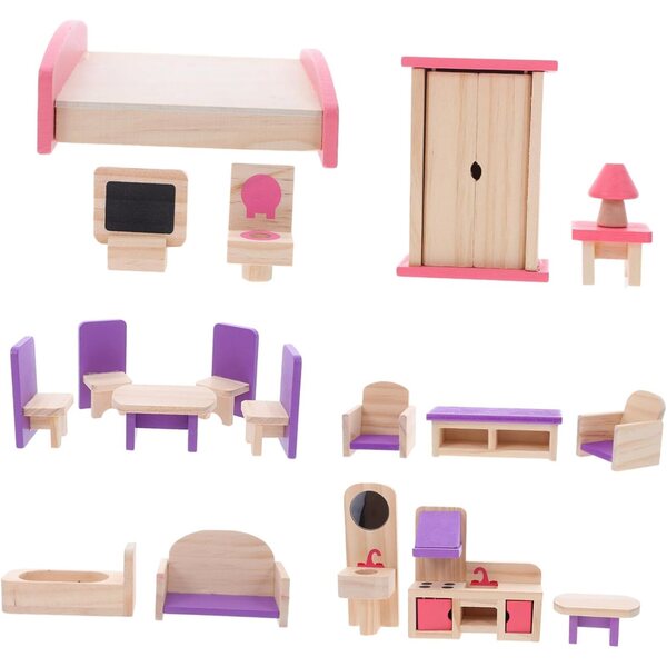 DIY-Puppenhaus-Möbelset aus Holz, robust und kreativ, einfach zu montieren