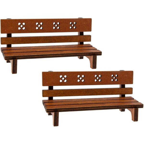 UPKOCH Set mit 2 Mini-Holzbänken für Puppenhäuser, 12 x 6 x 5 cm, Vintage-Möbel