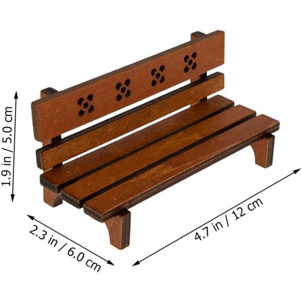 UPKOCH Set mit 2 Mini-Holzbänken für Puppenhäuser, 12 x 6 x 5 cm, Vintage-Möbel
