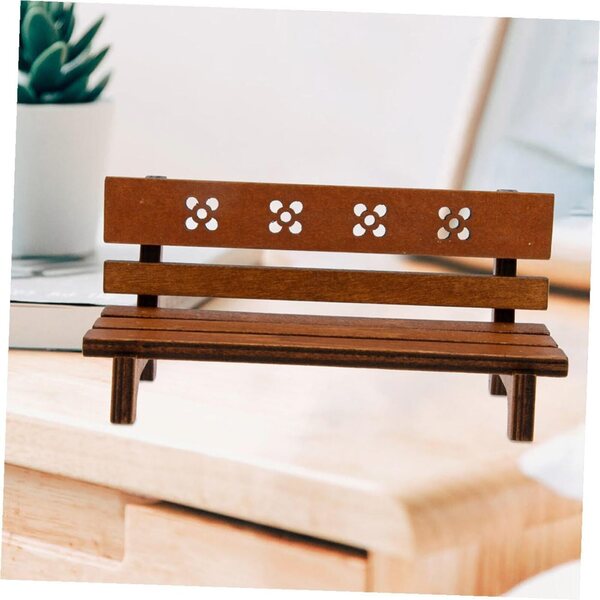 UPKOCH Set mit 2 Mini-Holzbänken für Puppenhäuser, 12 x 6 x 5 cm, Vintage-Möbel