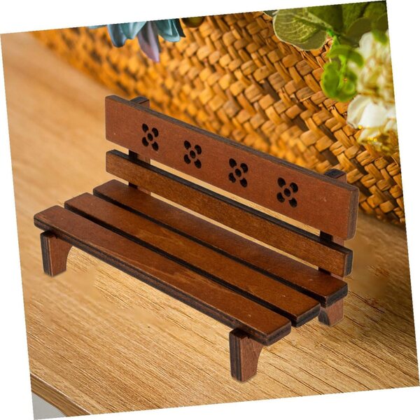 UPKOCH Set mit 2 Mini-Holzbänken für Puppenhäuser, 12 x 6 x 5 cm, Vintage-Möbel