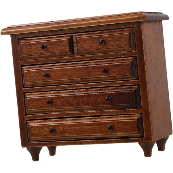 BESPORTBLE Mobiletto Vintage in Legno Massello per Case delle Bambole con Cassetti Funzionanti