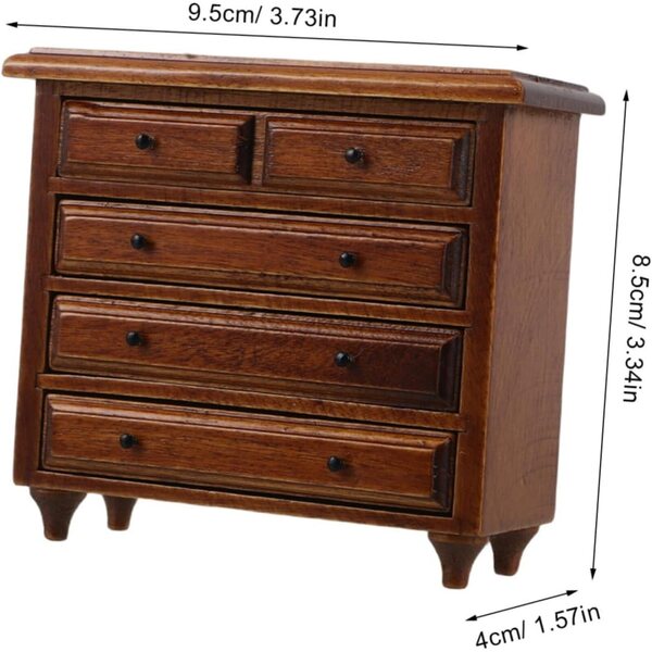 BESPORTBLE Mobiletto Vintage in Legno Massello per Case delle Bambole con Cassetti Funzionanti