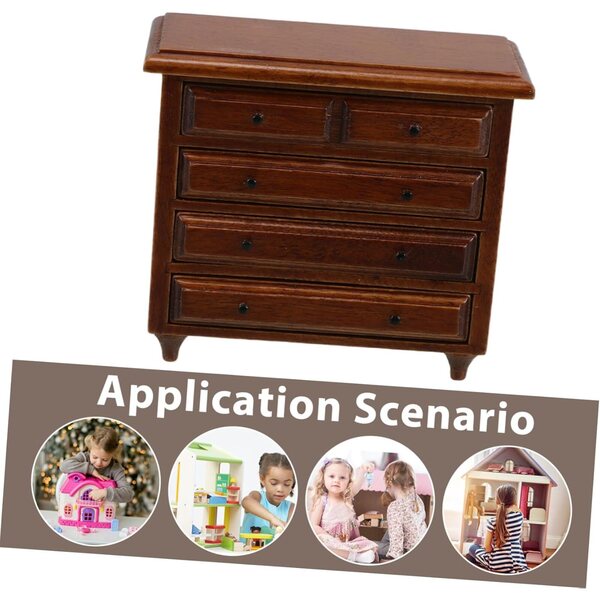 BESPORTBLE Mobiletto Vintage in Legno Massello per Case delle Bambole con Cassetti Funzionanti