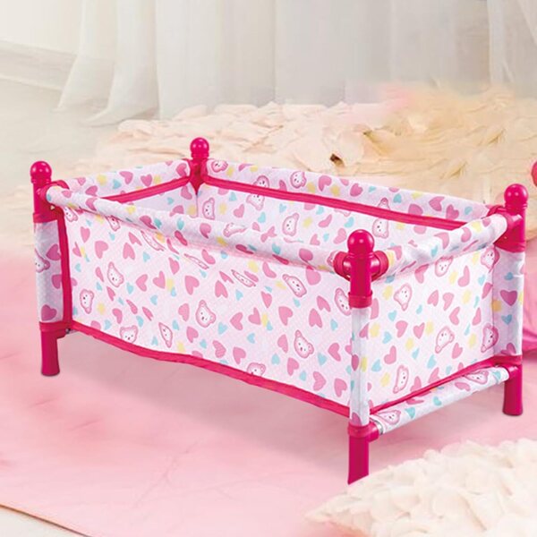 Kinderpuppenbett aus Stoff und Stahl, Miniaturmöbelset für Rollenspiele