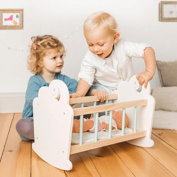 Lettino per Bambole in Legno Wusideday, Culla Miniatura Realistica per Bambini
