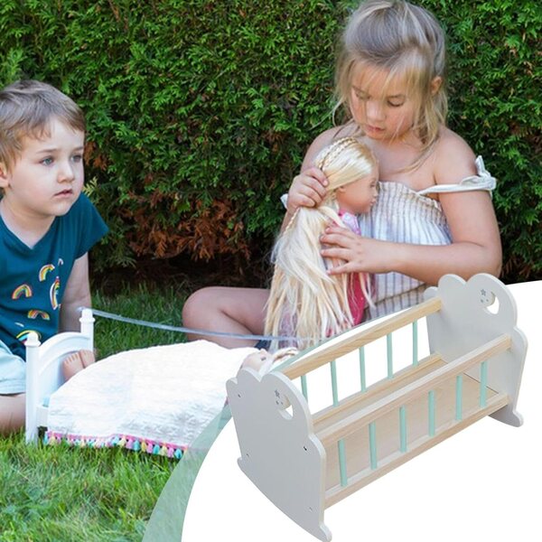 Lettino per Bambole in Legno Wusideday, Culla Miniatura Realistica per Bambini