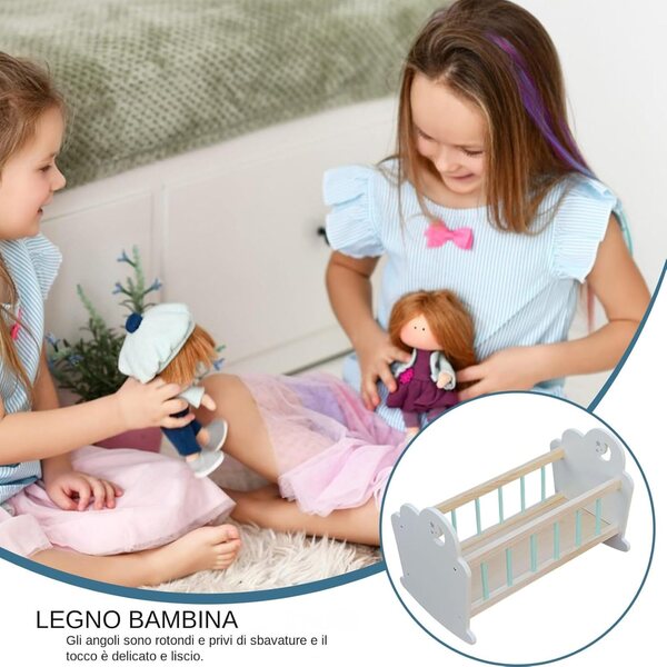 Lettino per Bambole in Legno Wusideday, Culla Miniatura Realistica per Bambini