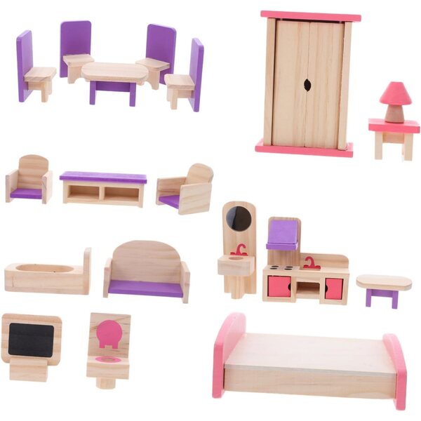 Einfach zu montierendes Miniatur-Puppenhaus-Möbelset für Rollenspiele und Kreativität