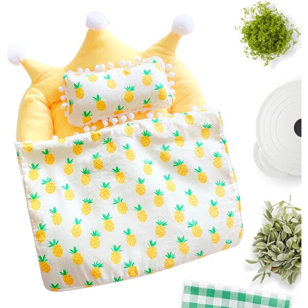 Bettwäscheset für 20 cm Puppenbett – Decke und Plüschzubehör