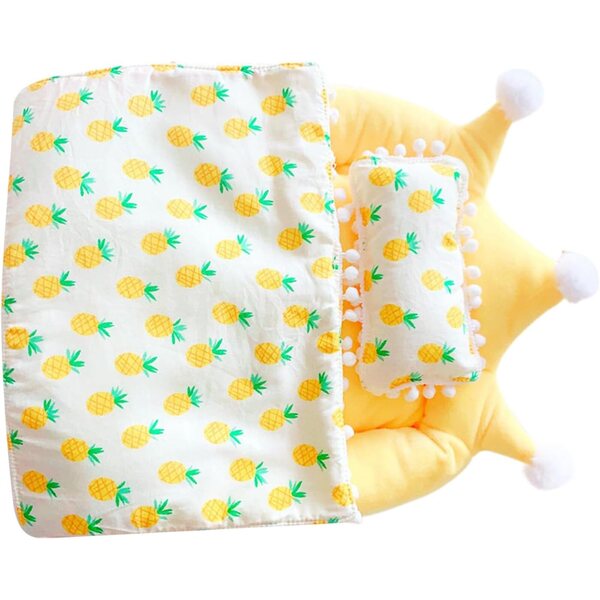 Bettwäscheset für 20 cm Puppenbett – Decke und Plüschzubehör