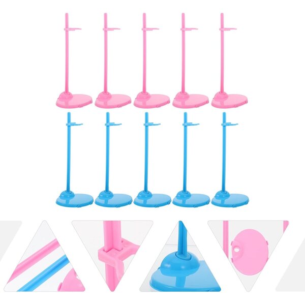 Supporti Regolabili per Bambole in Plastica 20 pezzi Rosa e Blu Resistenti e Stabili