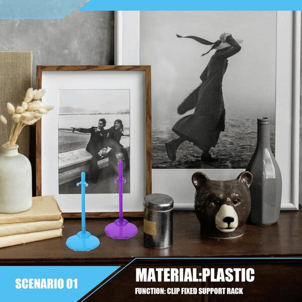Supporti Regolabili per Bambole in Plastica 20 pezzi Rosa e Blu Resistenti e Stabili