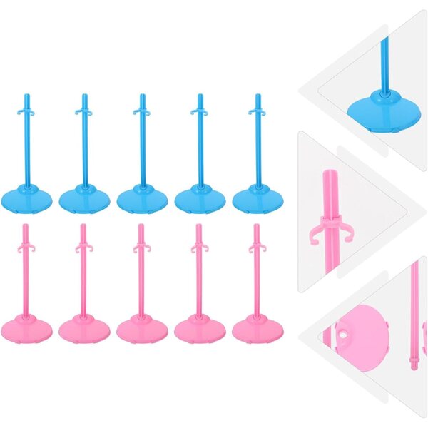 Supporti Regolabili per Bambole in Plastica 20 pezzi Rosa e Blu Resistenti e Stabili