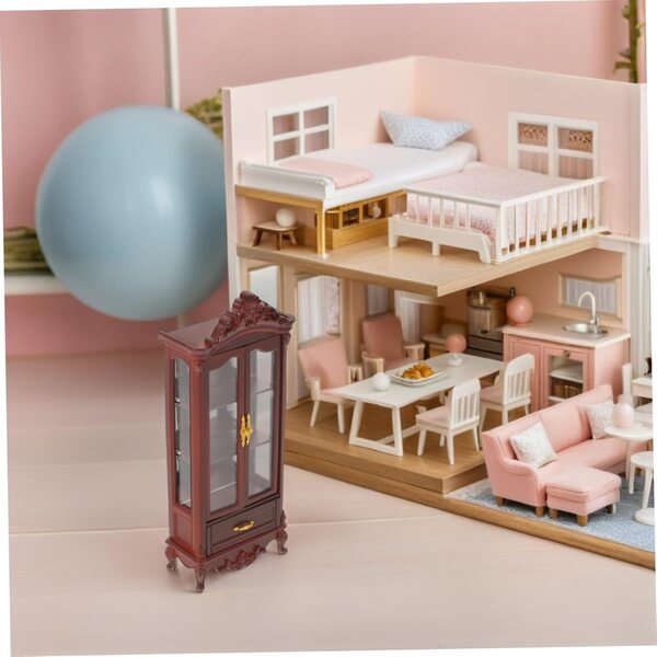 HEMOTON Mini-Holzregal für Puppenhaus – elegantes Miniatur-Bücherregal