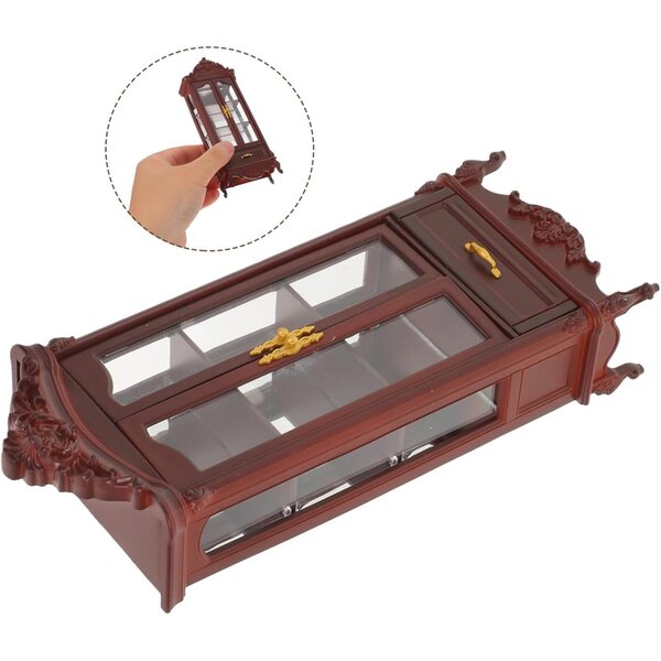HEMOTON Mini-Holzregal für Puppenhaus – elegantes Miniatur-Bücherregal