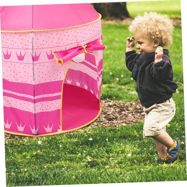Tragbares rosafarbenes Kinderspielzelt für drinnen und im Garten, aufrollbares Design, 135 x 90 x 90 cm