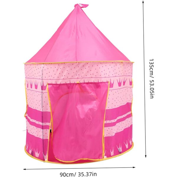 Tragbares rosafarbenes Kinderspielzelt für drinnen und im Garten, aufrollbares Design, 135 x 90 x 90 cm