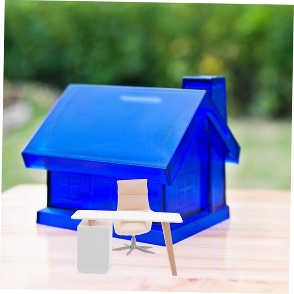 VICASKY Puppenhaus-Miniatur-Schreibtisch- und Stuhl-Set, realistische Details