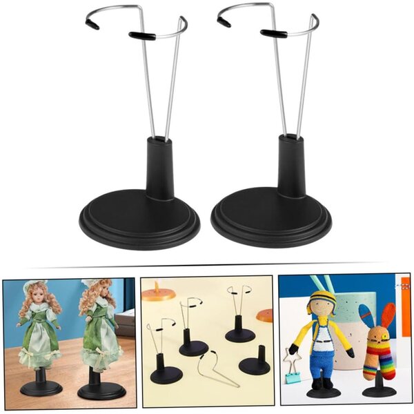 GALPADA Supporto per Bambola 2 Pezzi in PVC e Acciaio Inox Nero, Stabile e Robusto