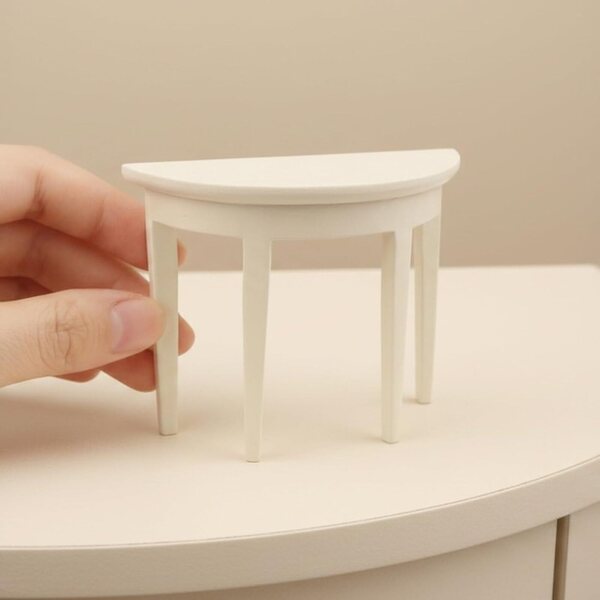 Cutemini 1:12 Puppenhaus-Miniatur-Halbmondtisch – Weiß