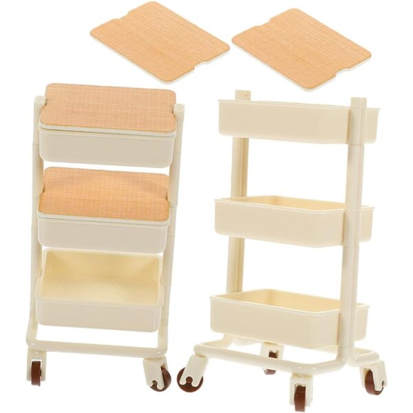 ORFOFE Set 2 Mini Mobili con Ruote per Case delle Bambole, Accessorio Versatile e Realistico