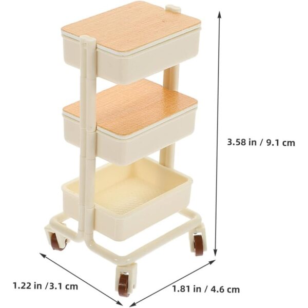 ORFOFE Set 2 Mini Mobili con Ruote per Case delle Bambole, Accessorio Versatile e Realistico