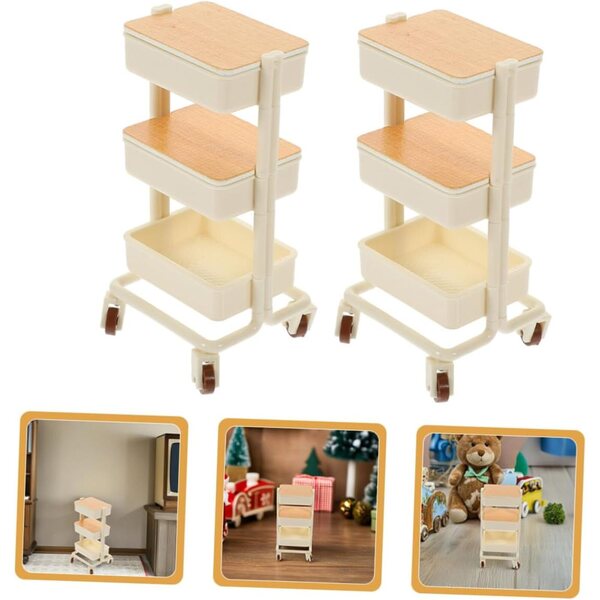 ORFOFE Set 2 Mini Mobili con Ruote per Case delle Bambole, Accessorio Versatile e Realistico