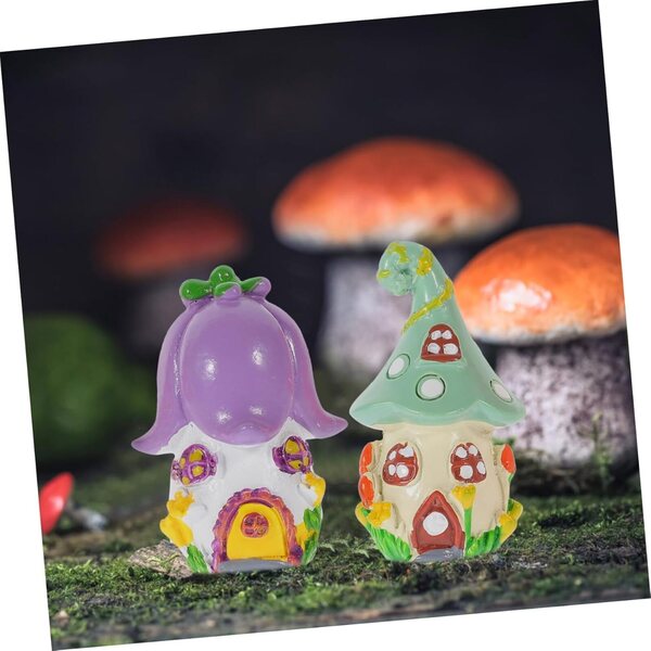 Mini Casa delle Fate in Resina 4 pezzi - Decorazioni Miniatura per Vasi e Paesaggi