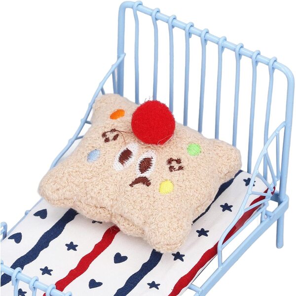 Letto in Miniatura 1:12 in Metallo con Materasso e Cuscino Decorativo Hamwesh