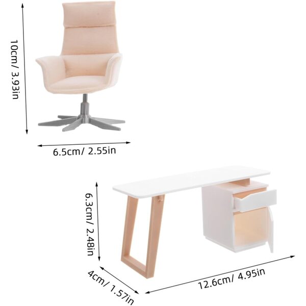 Scrivania e Sedia da Ufficio Miniatura per Case delle Bambole - Set Decorativo Realistico