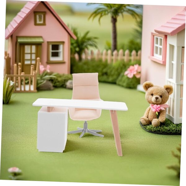 Scrivania e Sedia da Ufficio Miniatura per Case delle Bambole - Set Decorativo Realistico