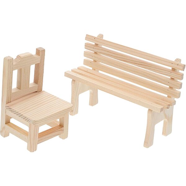 Didiseaon set 2 pezzi sedili in legno miniatura per casa delle bambole e parco