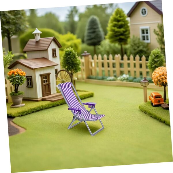 Zusammenklappbarer Miniatur-Strand für Puppen – realistischer Lounge-Sessel 17 x 12 cm