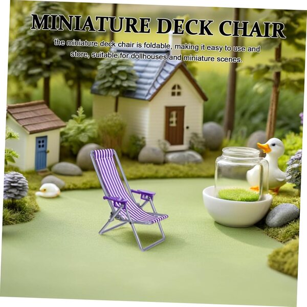 Zusammenklappbarer Miniatur-Strand für Puppen – realistischer Lounge-Sessel 17 x 12 cm