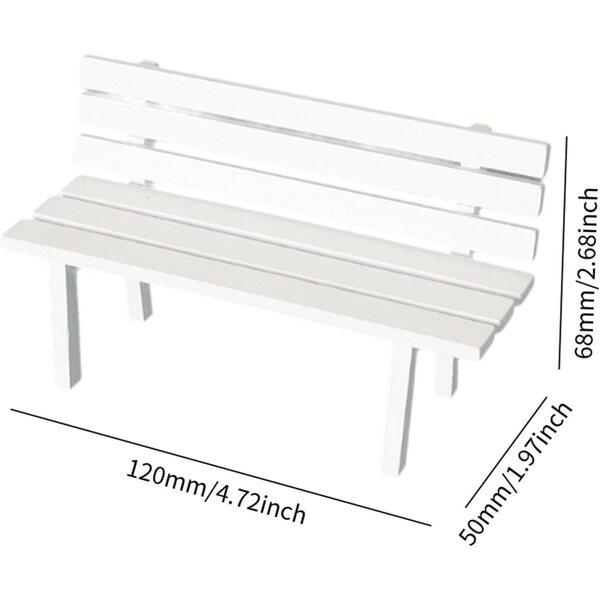 Miniatur-Holzbank für Märchengärten und Basteldekorationen 12x5x6,8 cm