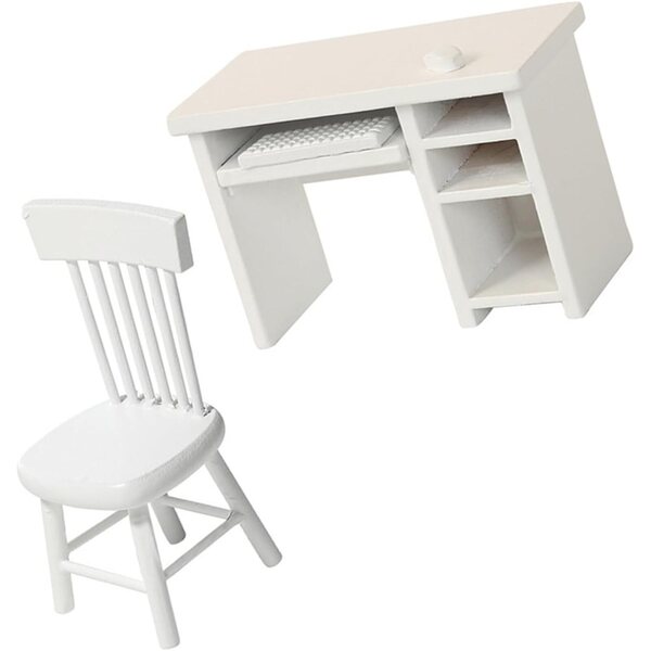 Set Miniatura Ufficio 1:12 Scrivania e Sedia Realistici per Case delle Bambole
