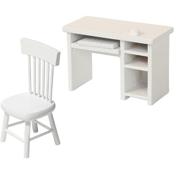 Set Miniatura Ufficio 1:12 Scrivania e Sedia Realistici per Case delle Bambole