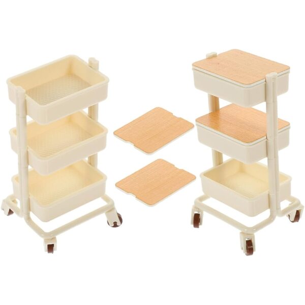 INOOMP Mini Mobile con Ruote 2 Pezzi per Bambole Multistrato Bianco Versatile