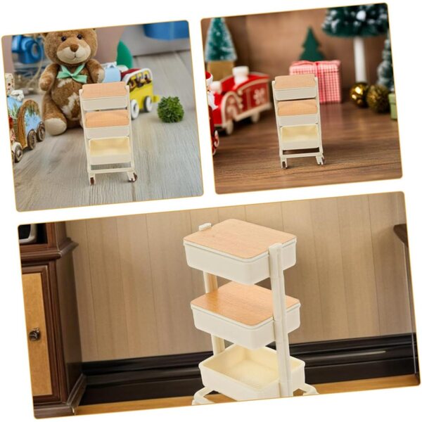 INOOMP Mini Mobile con Ruote 2 Pezzi per Bambole Multistrato Bianco Versatile