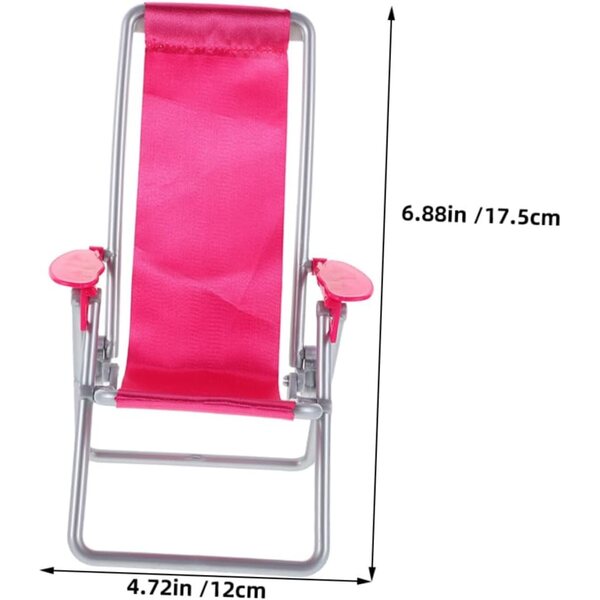 Set 2 Mini Sedie da Spiaggia Pieghevoli Rosa per Casa delle Bambole e Decorazioni