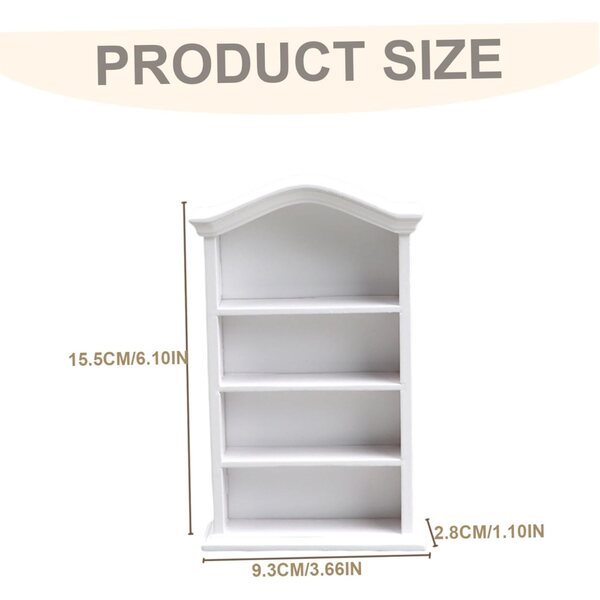 Puppen-Bücherregal aus Holz 1:12 – Miniaturregal mit 4 Etagen, 15,5 x 2,8 x 9,3 cm