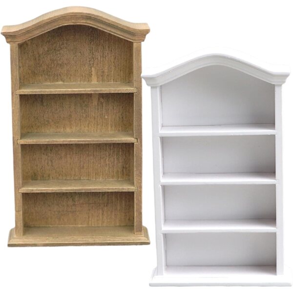 Puppen-Bücherregal aus Holz 1:12 – Miniaturregal mit 4 Etagen, 15,5 x 2,8 x 9,3 cm