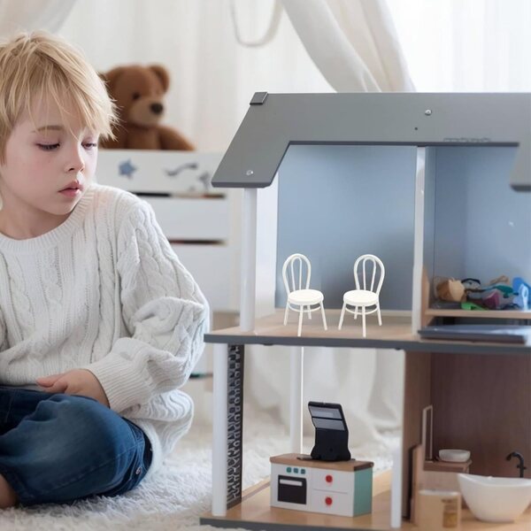 1:12 Mini-Metallstuhl im Bistro-Stil, 2-teiliges Set für Puppenhaus