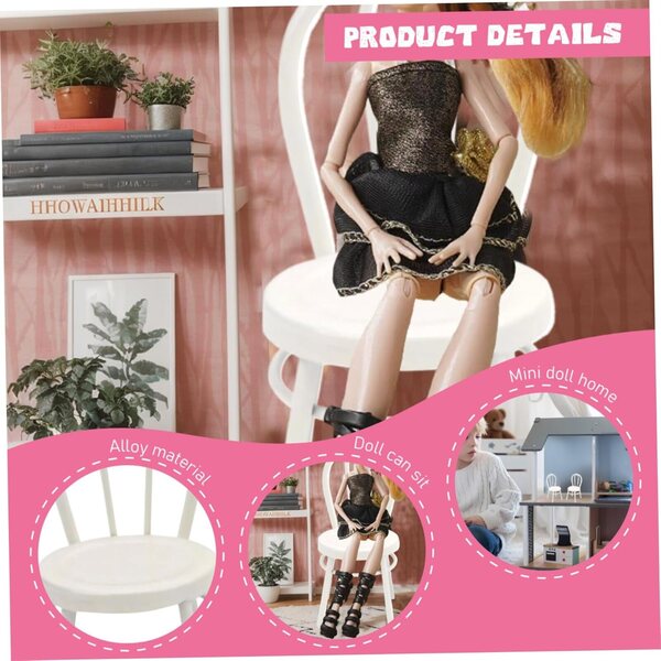1:12 Mini-Metallstuhl im Bistro-Stil, 2-teiliges Set für Puppenhaus