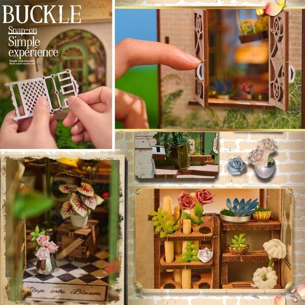 DIY 3D-Buchecken-Set aus Holz mit LED, Puppenhaus und dekorativer Buchstütze