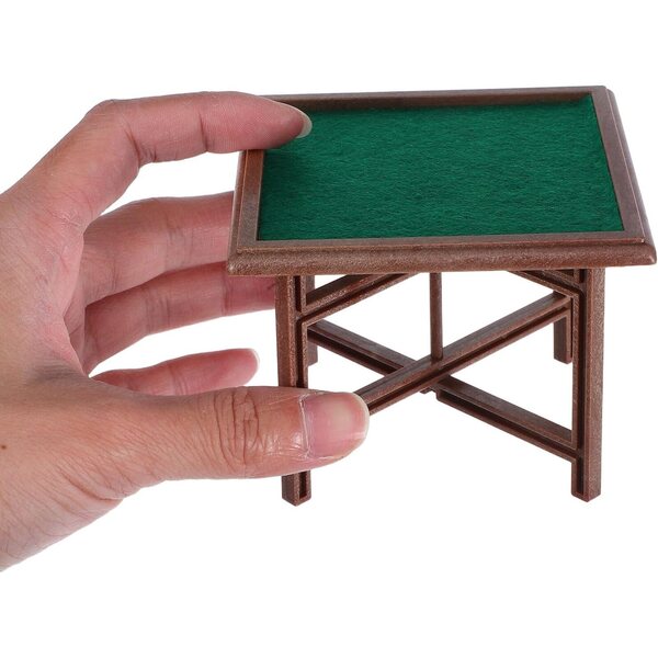 Toyvian Mini-Mahjong-Tisch und Stühle für Puppenhaus, Kunststoff, Maßstab 1:12