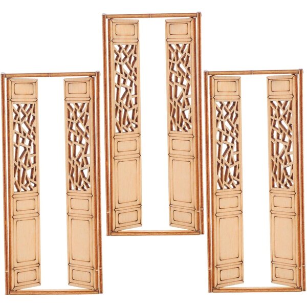 GALPADA 3 pezzi Porte in Legno Non Verniciate per Casa delle Bambole Modello Architettonico Cinese